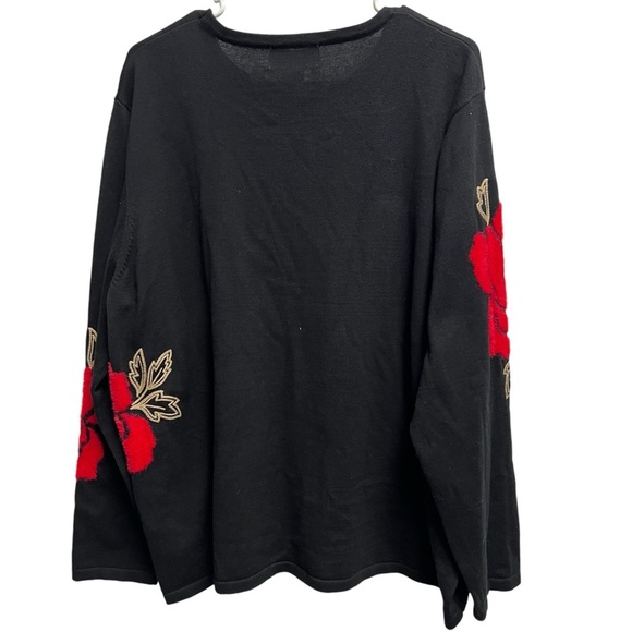 Alfred Dunner Long Sleeve Floral Rose Jacquard Soft Cozy Chic Christmas Sweater - Picture 5 of 7